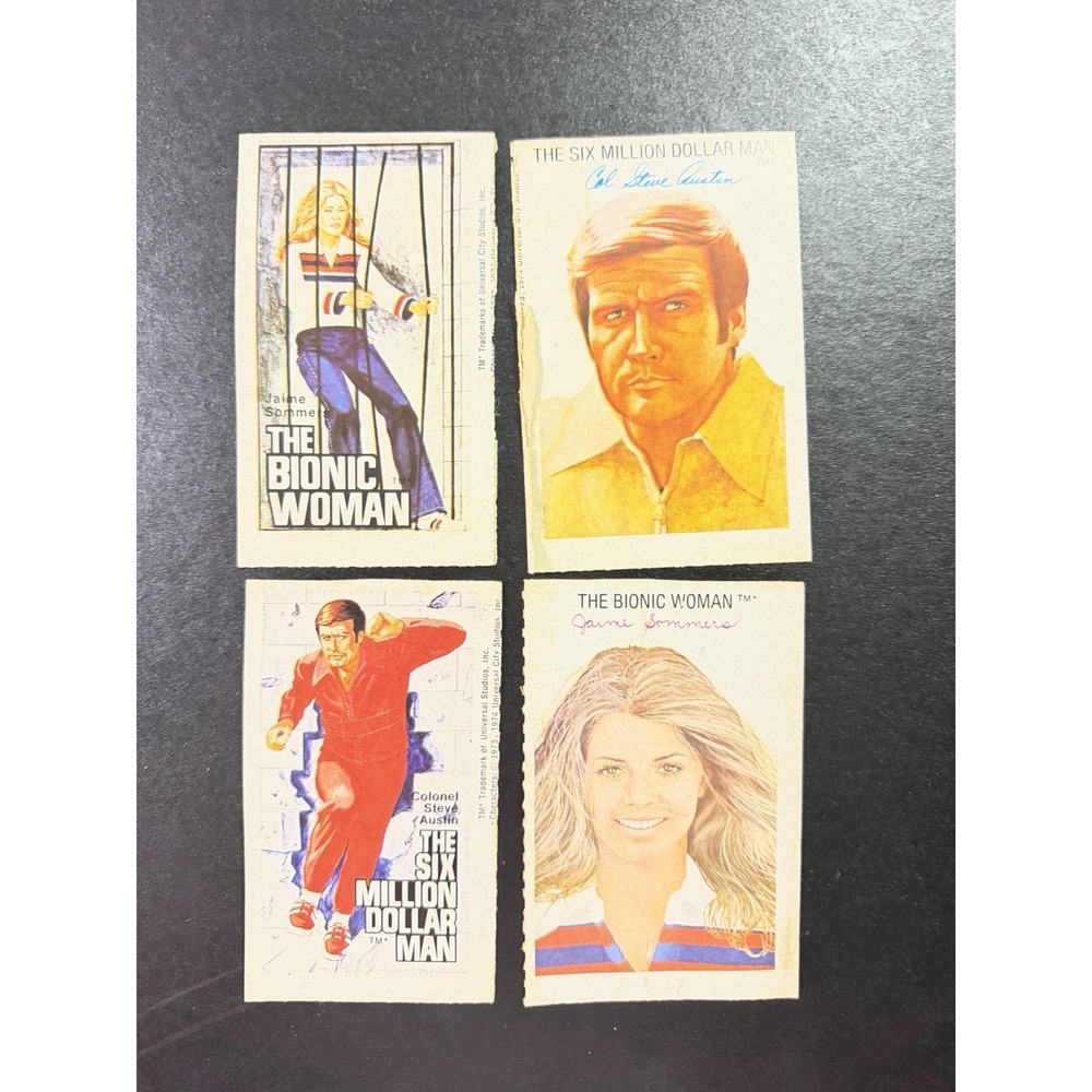 Vintage 1970s The Six Million Dollar Man Bionic Woman Stickers Lot of 4 As-Is